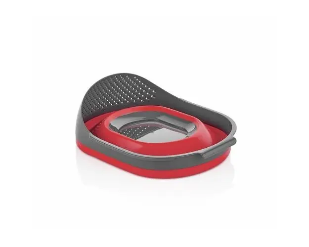 Strecuratoare pliabila Heinner HR-QL-RS27, pentru orez, fasole, mazare, 27.5 X 23 CM (Negru/Rosu)