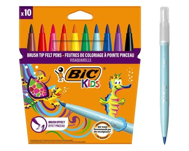 Markere colorate lavabile BIC Visaquarelle, 10 bucati