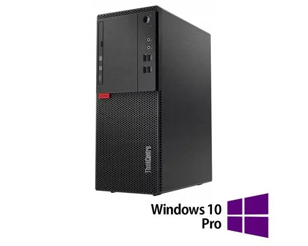 Calculator Sistem PC Refurbished LENOVO M710T Tower, Intel Core i3-6100 3.70GHz, 8GB DDR4, 256GB SSD, DVD-ROM + Windows 10 Pro