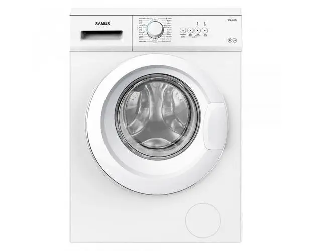 Masina de spalat rufe Samus WSL-6101, 6 kg, Slim, 23 Programe, 1000 rpm, Clasa energetica D, Afisaj cu leduri, Programe rapid 30/45/60, ECO, Spalare cu aburi (Alb)
