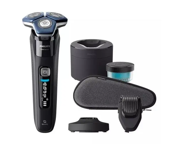 Aparat de ras electric Philips Seria 7000 S7886/58, 5 W, Autonomie 60 minute, Umed si uscat, Lame SteelPrecision SkinIQ (Negru)