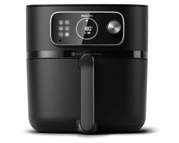 Friteuza cu aer cald Philips HD9875/90 Seria 7000 Combi XXL conectat, Capacitate XXL de 8.3L, Tehnologia Rapid CombiAir, Programe de gatit automate, Curatare rapida, 22 de functii de preparare, Afisaj intuitiv cu design elegant, Conectat cu HomeID (Negru