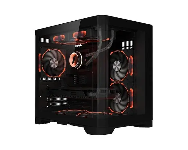 Carcasa 1STPLAYER UV5, Cube Tower, ARGB, Tempered Glass, Sloturi Expansiune 4 (Negru)