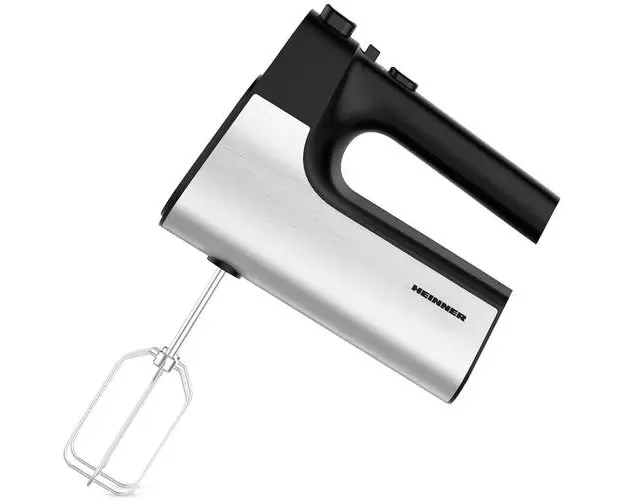 Mixer de mana Heinner HM-500BKSS, 500 W, viteza variabila (Negru/Inox)