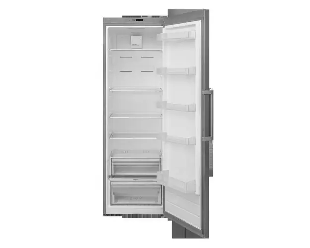 Frigider cu o usa Heinner HF-V401NFXE++, 389 l, No Frost, Clasa E, Iluminare LED, Control electronic, H 186 cm (Inox)