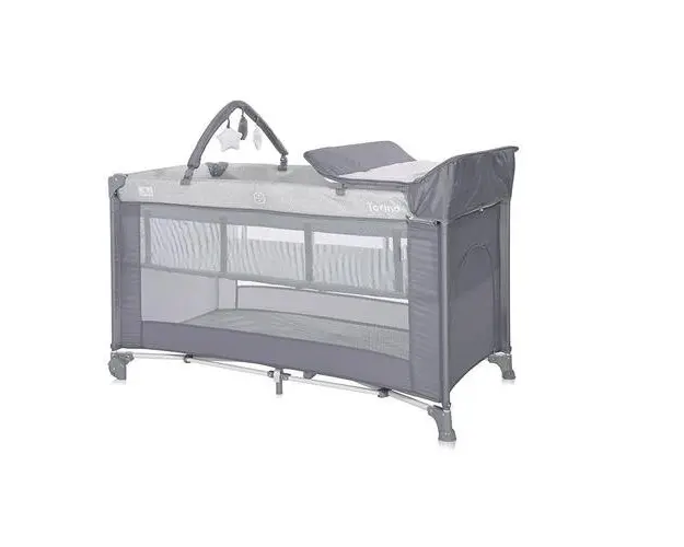 Patut pliabil Lorelli Torino Plus, 2 nivele cu accesorii, Gri