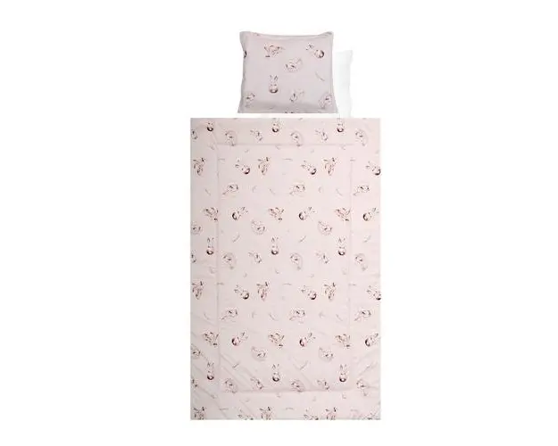 Set lenjerie pat 4 piese Lorelli Beige Bunnies, bumbac ranforce
