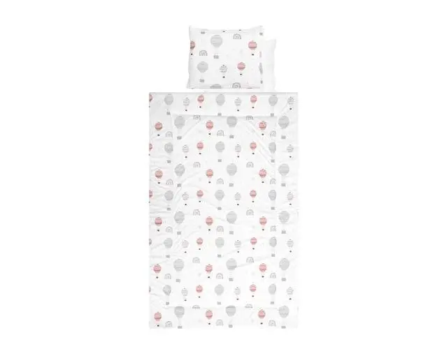 Set lenjerie pat 4 piese Lorelli Grey Baloons, bumbac ranforce