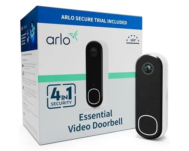 Sonerie video Arlo Essential Security Full HD AVD3001-100EUS, detectie AI (Alb)