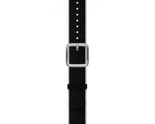 Curea Smartwatch Withings, textil 18mm, pentru Withings Scanwatch (Negru/Alb)