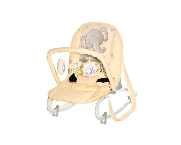 Fotoliu balansoar Lorelli Eliza Yellow Cute Elephant, textil, greutate maxima suportata9 Kg