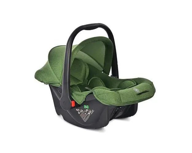 Scoica auto pentru copii Lorelli Joy Green, I-size, R129, 0-15 Luni, maxim 13 Kg, 40-85 cm, functie de balansare, maner reglabil, husa detasabila si lavabila din fibre naturale