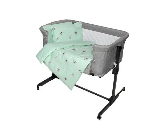 Set lenjerie pat 5 piese Lorelli Friends Green Eva, 100% bumbac ranforce, dimensiune interioara 90x50 cm