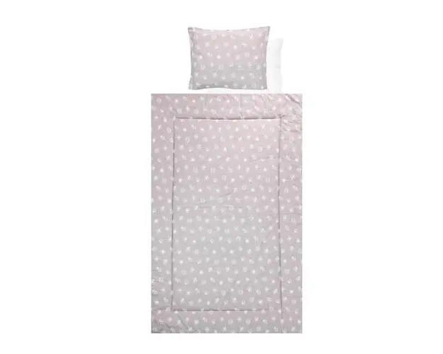 Set lenjerie pat 4 piese Lorelli Abstract Leaves Grey Beige, bumbac ranforce