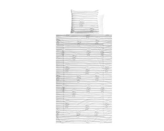 Set lenjerie pat 4 piese Lorelli Grey Striped, bumbac ranforce