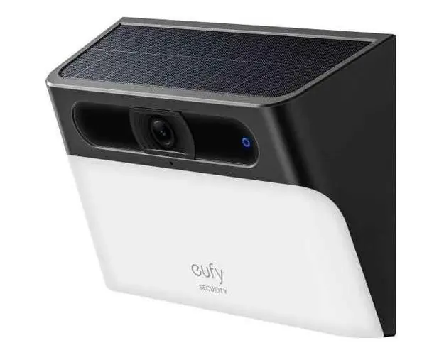 Aplica de perete pentru exterior eufy S120 Solar, Wireless, Camera 2K, AI, IP65, cu Reflector, Negru
