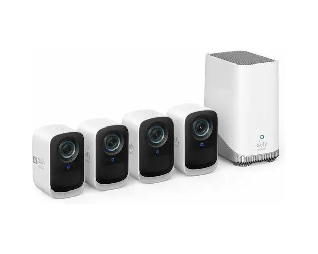 Kit supraveghere video eufyCam 3C S300, 4K Ultra HD, BionicMind™, Nightvision, Homebase 3 + 4 camere video eufyCam 3C
