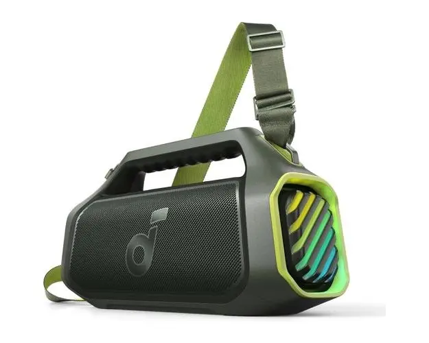 Boxa portabila Anker Soundcore Boom 2 Plus, 140W, BassUp 2.0, IPX7, Lumini RGB, Baterie externa, Bluetooth 5.3, Verde
