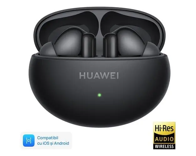 Casti True Wireless In-Ear Huawei FreeBuds 6i, Bluetooth, Hybrid ANC, Microfon, IP54, Multi connect (Negru)