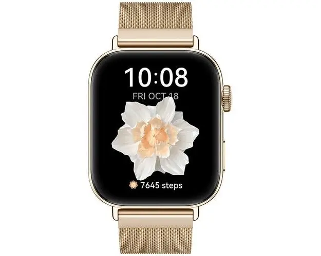 Smartwatch Huawei Watch Fit 3, Bluetooth, GPS, Ecran AMOLED 1.82inch, 100+ Moduri Sport, Monitorizare somn, ritm cardiac, Waterproof 5 ATM, Curea Milanese (Auriu)
