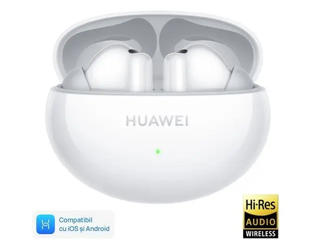 Casti True Wireless In-Ear Huawei FreeBuds 6i, Bluetooth, Hybrid ANC, Microfon, IP54, Multi connect (Alb)