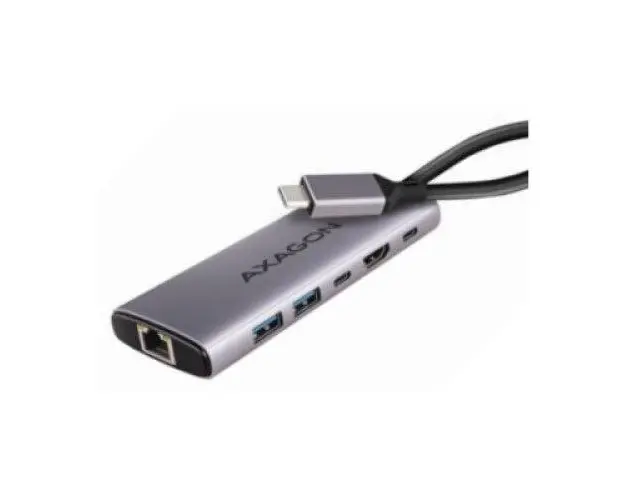 Hub USB-C, HMC-6G2L, 2x USB-A, 1x USB-C, 4K/60Hz HDMI, RJ-45, USB 3.2 Gen 2, PD 100W, 15cm
