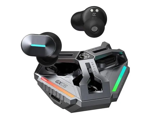 Casti True Wireless Gaming Edifier GX05-GR, Bluetooth 5.3, Microfon cu anulare zgomot, Iluminare RGB (Gri)