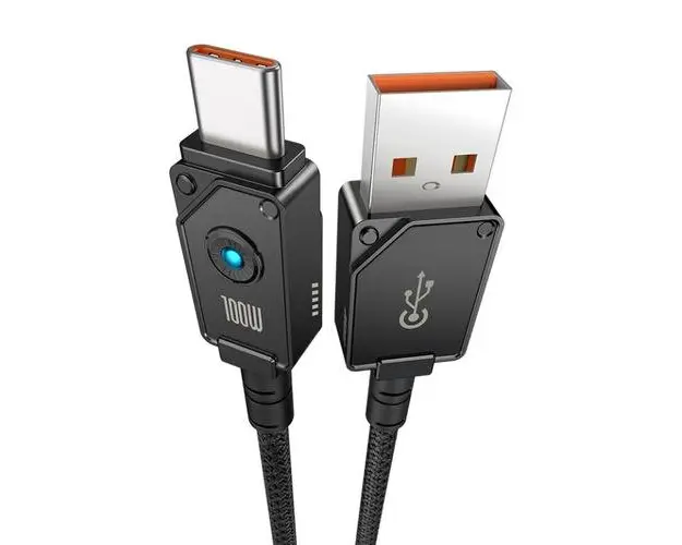 Cablu de date Baseus Unbreakable P10355801111-00, Fast Charging, USB la USB Type-C 100W, 1m, braided aliaj zinc, Negru