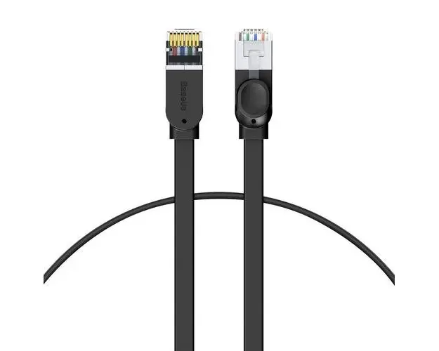 Cablu retea Baseus Flat Ethernet Cat. 6, mufat 2xRJ45, lungime 50cm, Negru
