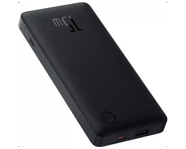 Acumulator extern Baseus Airpow Lite, 10000mAh, 15W, 1 x USB-A, 1x USB Type-C, total 3A, include cablu 30cm USB la USB Type-C (Negru)