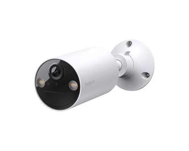 Camera de supraveghere TP-Link Tapo C410, 3MP, 2K 2304x1296, Color Night Vision, detectie smart, Two-Way Audio, alarma luminoasa si sonora, acumulator, montare fara cabluri, IP65 (Alb)