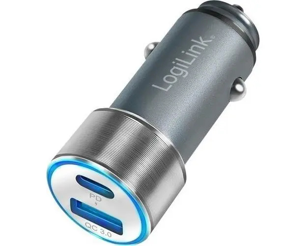 Incarcator auto LogiLink PA0252, 1x USB-C PD, 1x USB-A QC, 36 W (Argintiu)