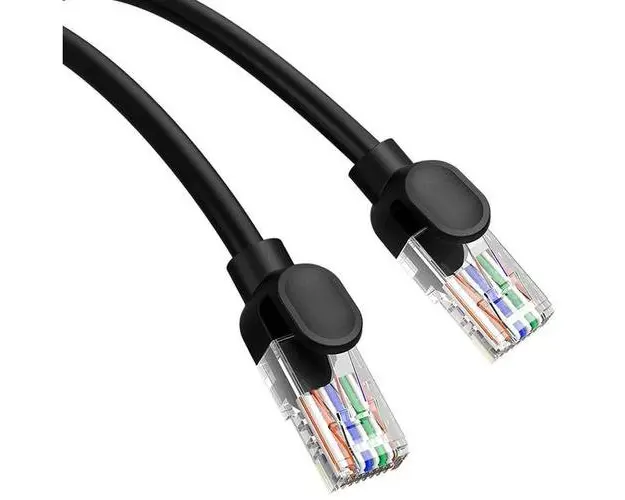 Cablu patch cord UTP Baseus Cat5, fire din cupru, round cable, viteza maxima 1 Gbps, PVC, 0.5m, Negru