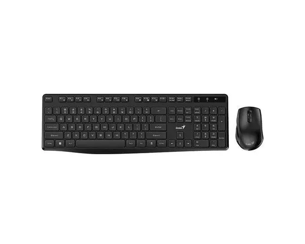 Kit tastatura si mouse wireless Genius KM8206S, 104 taste, 11 taste multimedia, 3 butone, 1200 DPI (Negru)