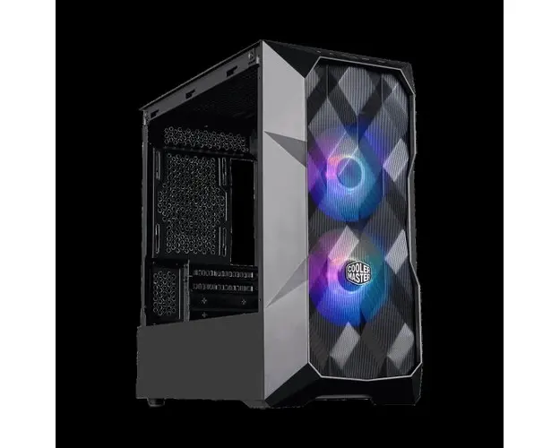 Carcasa Cooler Master Micro ATX MasterBox TD300 MESH, cu 2 ventilatoare ARGB, fara sursa de alimentare, sticla securizata (Negru)
