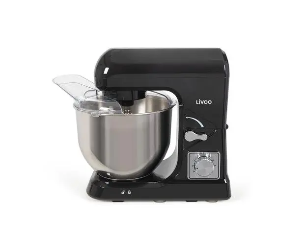 Robot patiserie Livoo DOP190N, 1000W, bol otel inoxidabil 5 L, 6 trepte de viteza, functie pulse, miscare de roatie planetara, 3 accesorii (Negru)