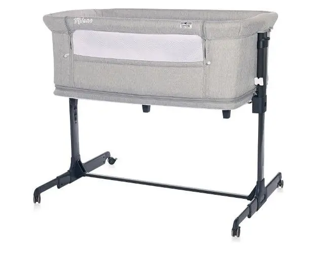 Patut Lorelli 2 in 1 Co-Sleeper Milano, saltea 50 x 87cm, 0 - 3 ani (Gri)
