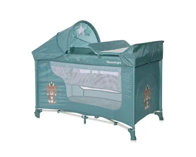 Patut Pliabil Lorelli Moonlight Plus Arctic Indian, 2 Nivele, greutate maxima suportata15 Kg (Verde)