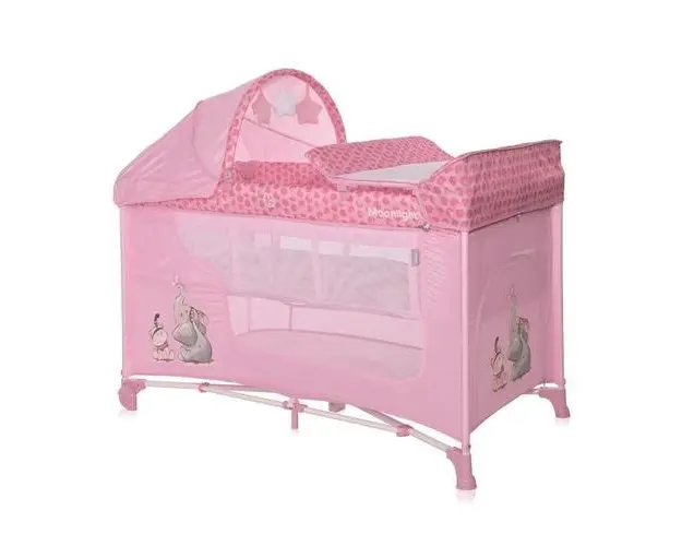 Patut Pliabil Lorelli Moonlight Plus Mellow Rose Fellows, 2 Nivele, greutate maxima suportata 15 Kg (Roz)