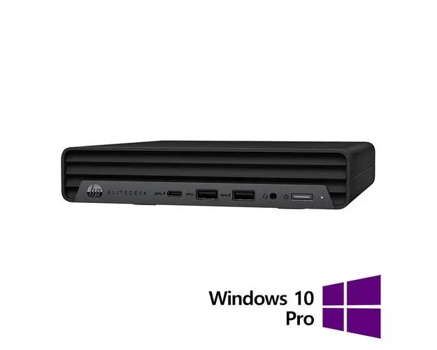 Calculator Sistem PC Refurbished HP EliteDesk 800 G6 Mini PC, Intel Core i5-10500T 2.30 - 3.80GHz, 8GB DDR4, 256GB SSD + Windows 10 Pro