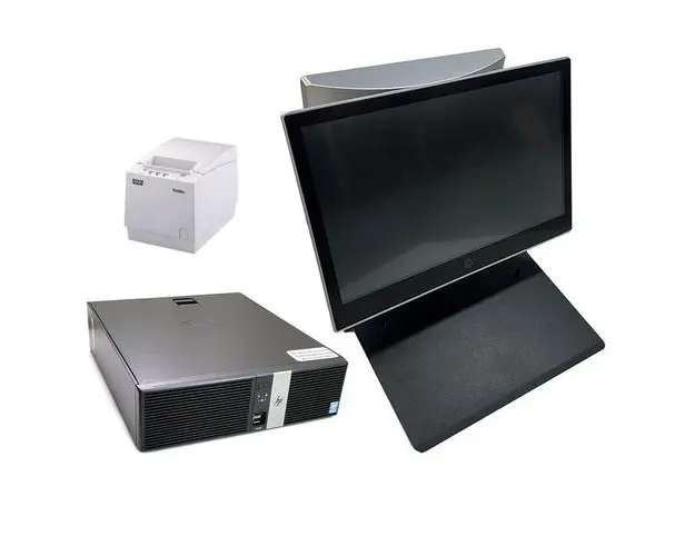 Calculator Sistem PC Refurbished Sistem POS HP RP5810 SFF, Intel Core i5-4570S 2.90GHz, 8GB DDR3, 128GB SSD, 4 x Serial Port, 1 x 24 Volt USB, 3 x 12 Volt USB + Monitoare Retail 14 Inch HP L7014t Touchscreen + 10 Inch HP L7010t + Imprimanta PO