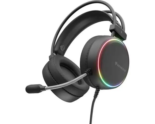 Casti Gaming Genesis NEON 613, Stereo 2.0, LED RGB, Microfon (Negru)