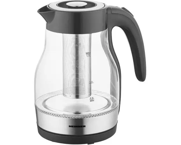 Fierbator electric cu filtru ceai Heinner HEK-TF2200GBK, 1850-2200w, 1.7 l, filtru detasabil (Negru)