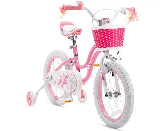 Bicicleta copii 3-5 ani Royal Baby Star Girl, roti 14inch, frana C-Brake fata, torpedo spate, cauciucuri late tip MTB, roti ajutatoare, Roz
