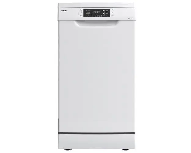 Masina de spalat vase Samus SDW410.8, 10 seturi, Latime 45 cm, 8 Programe, Clasa energetica E, Afisaj electronic (Alb)