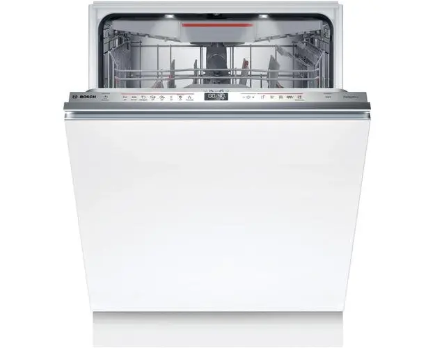 Masina de spalat vase incorporabila Bosch SMV6ZCX03E, 14 seturi, 8 programe, Clasa C, Sistem Rackmatic, TimeLight, EmotionLight, EcoSilence Drive, ExtraDry, Home Connect, 60 cm (Alb)