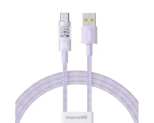 Cablu de date Baseus Gem, Fast Charging, USB la USB Type-C 100W, 1m, Mov