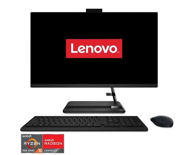 All in One PC Lenovo IdeaCentre 3 27ALC6 cu procesor AMD Ryzen™ 5 7430U pana la 4.3 GHz, 27inch, Full HD, IPS, 16GB DDR4, 512GB SSD M.2 2280 PCIe 4.0x4 NVMe, AMD Radeon™ Graphics, No OS (Negru)