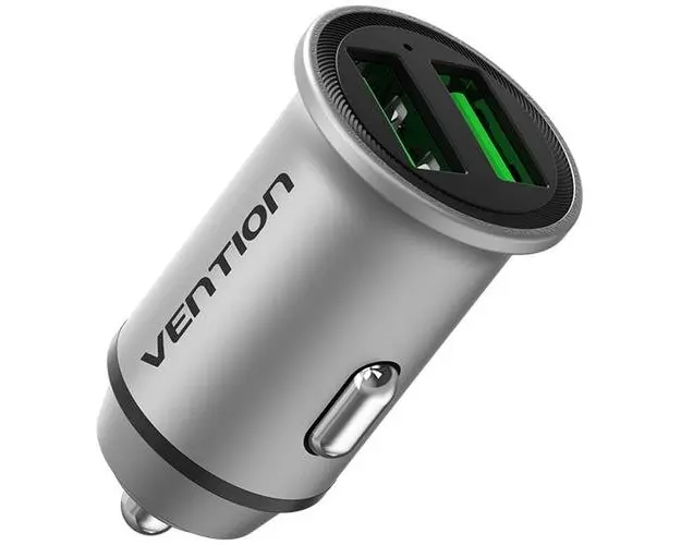 Incarcator auto Vention Two-Port, 2 x USB-A (Gri)