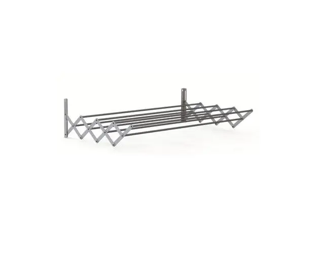 Uscator de rufe extensibil de perete Studio Casa HMP-1003-04, 120 cm, Economiseste spatiu, Metal si aluminiu, Max 25 kg rufe (Argintiu)